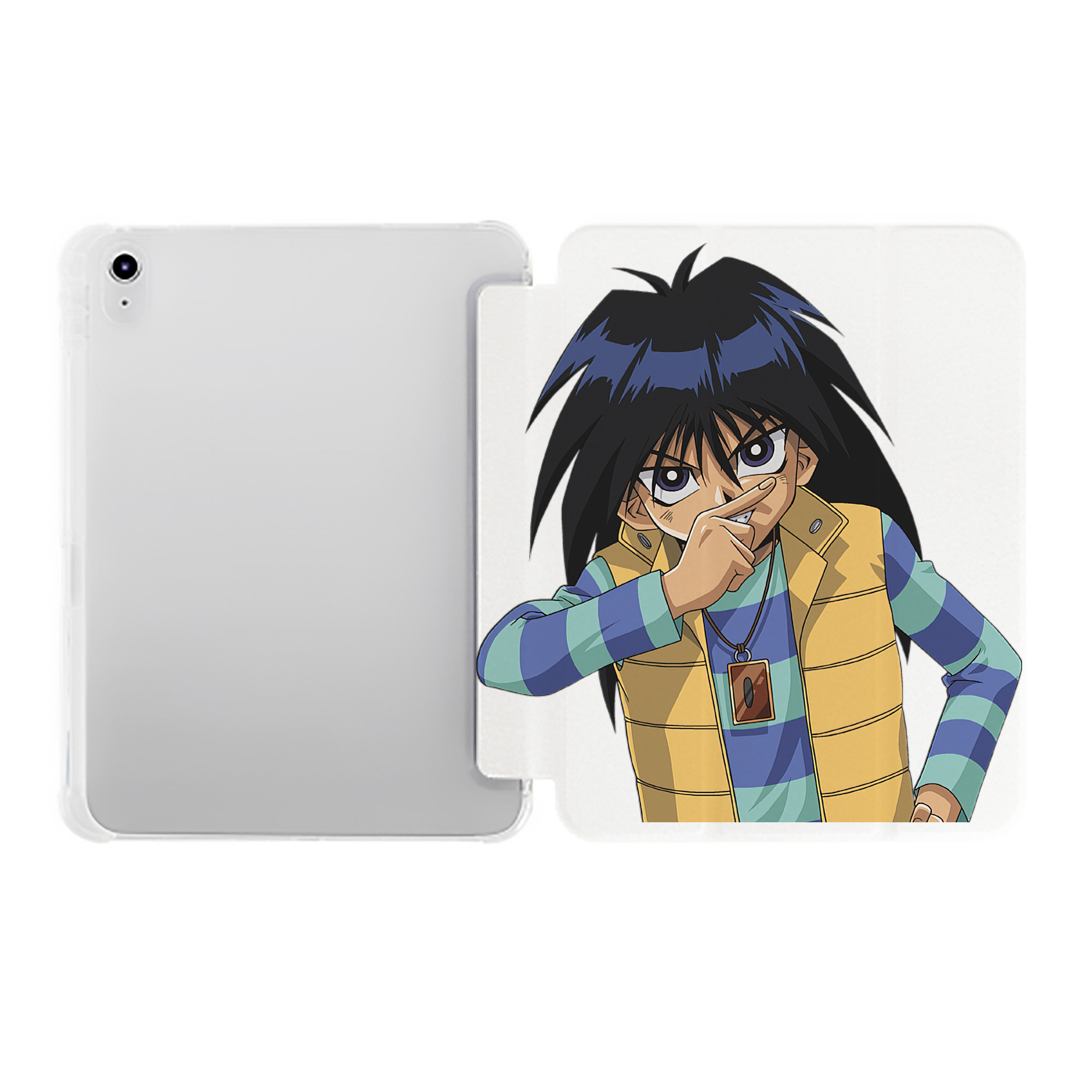 （画像用） 遊☆戯☆王 Yu-Gi-Oh! IPad ケース ペン収納付き 三つ折りスタンド PUレザー×シリコン 対応機種9.5/10.5/10.9インチ